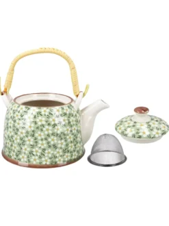 Czajnik ceramiczny z zaparzaczem z motywem kwiatowym 418-5109