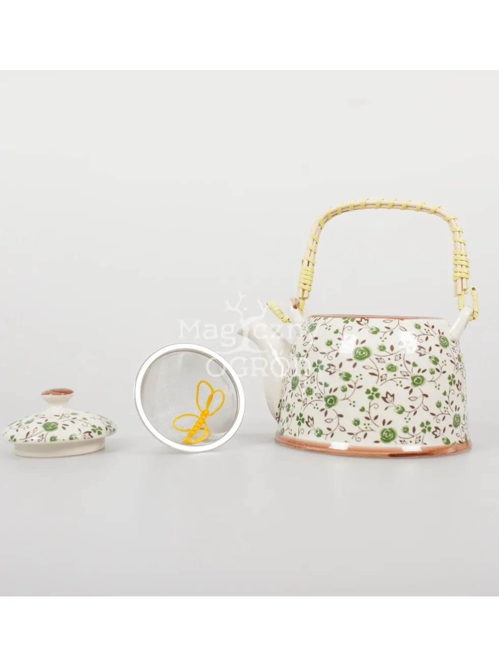 Czajnik ceramiczny z zaparzaczem z motywem kwiatowym 418-5102