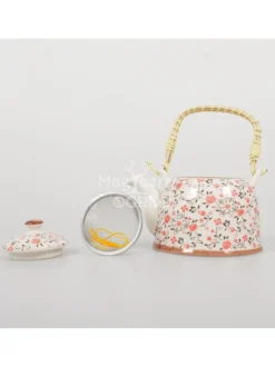 Czajnik ceramiczny z zaparzaczem z motywem kwiatowym 418-5103