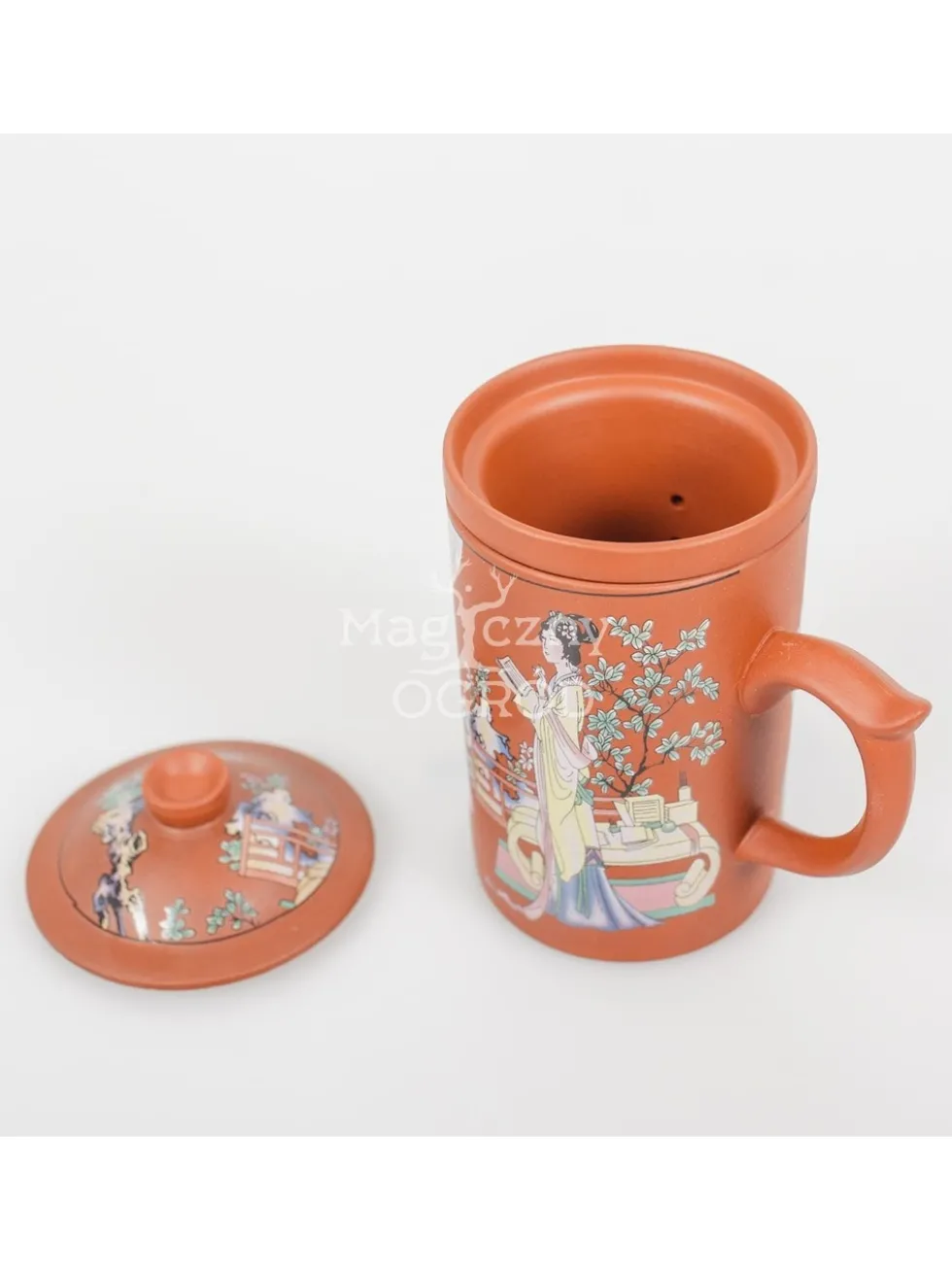 Kubek ceramiczny z zaparzaczem z motywem Gejszy