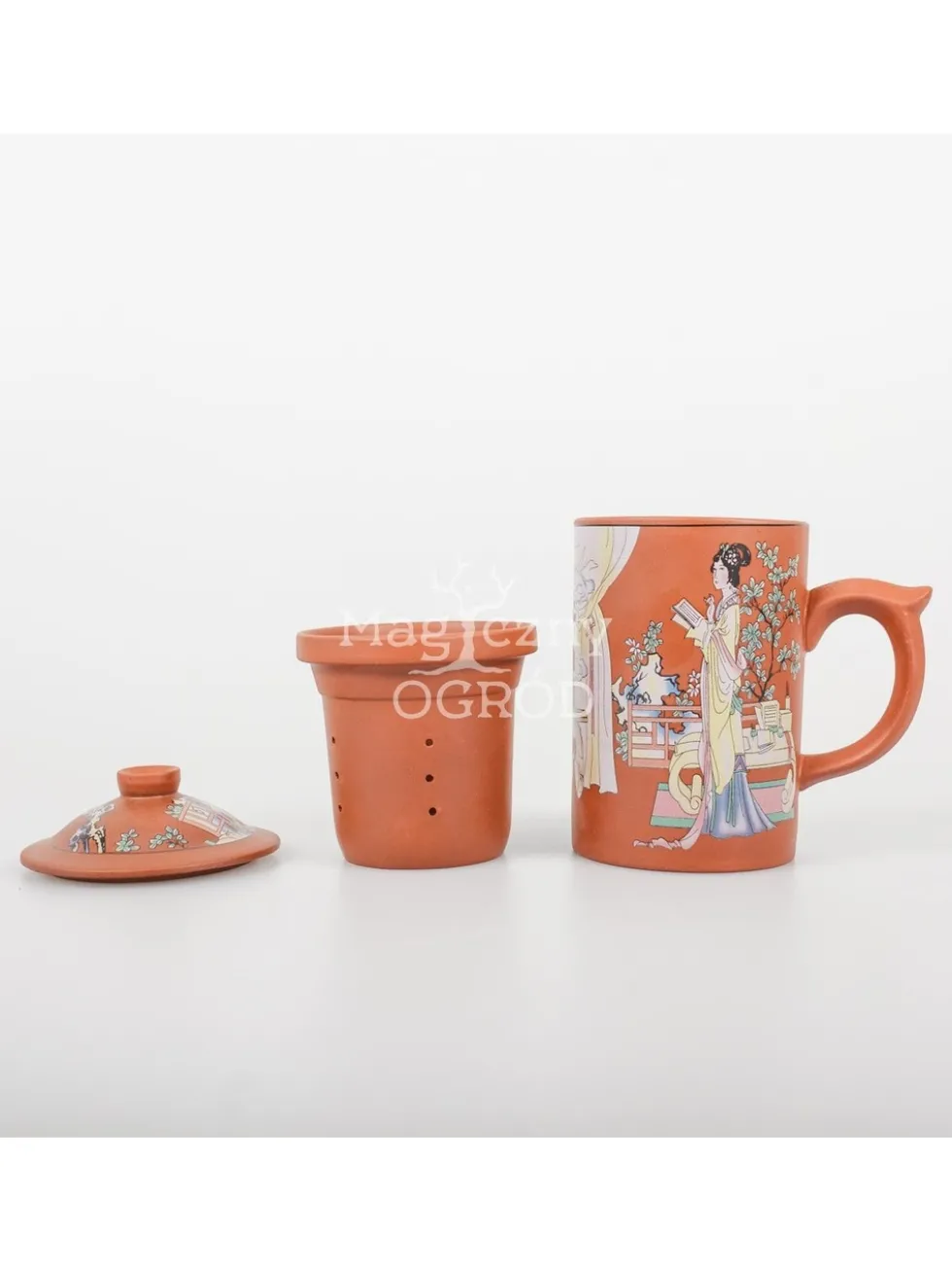 Kubek ceramiczny z zaparzaczem z motywem Gejszy