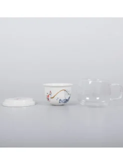 Kubek szklany z porcelanowym zaparzaczem